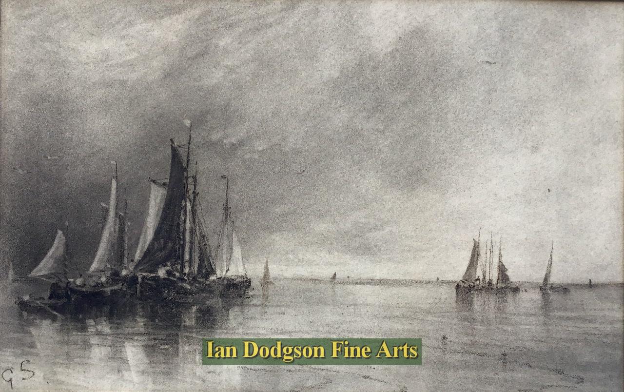 George Sheffield - Calm waters Charcoal on paper (c1880)